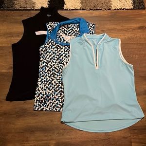 Tail and DKNY sleeveless golf, tennis or pickleball shirts. Lot of 3
